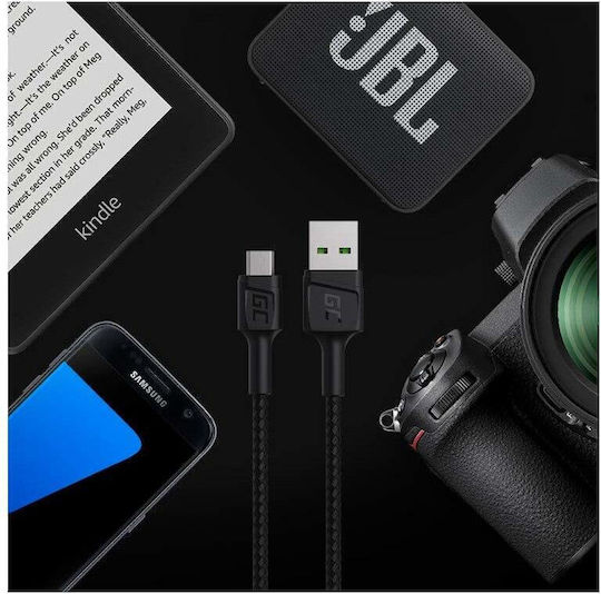 Green Cell Braided USB 2.0 to micro USB Cable Μαύρο 1.2m (KABGC20)