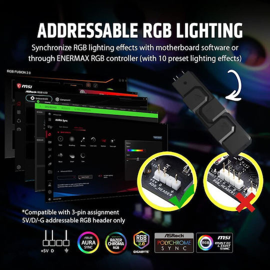 Enermax Aquafusion ADV Υδρόψυξη AIO CPU με 2 Ανεμιστήρες 120mm και RGB Φωτισμό Λευκή