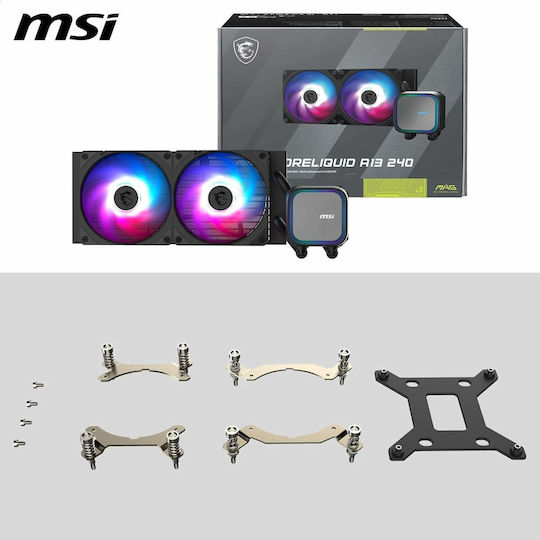 MSI MAG CORELIQUID A13 240 Охлаждане AIO CPU с 2 вентилатора 120mm и ARGB осветление