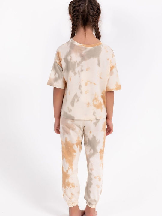 Παιδική Πιτζάμα Κορίτσι Arnetta Tie Dye Βαμβακερή Μπέζ
