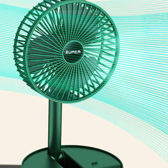Electric / USB Office/Home Folding Fan Green Portable KLN-288070