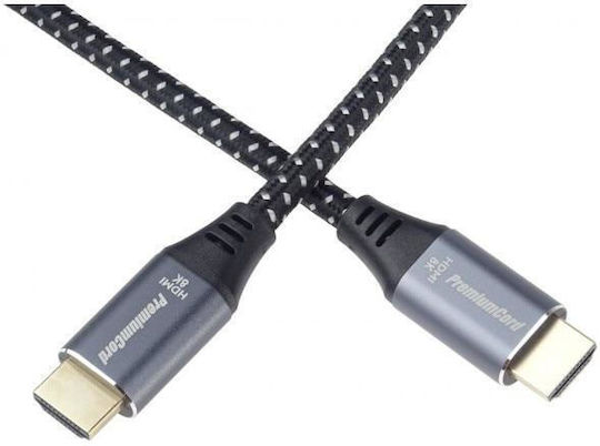 PremiumCord HDMI 2.1 Ultra High Speed 48Gbps 4K 120Hz HDR VRR Cable HDMI Male - HDMI Male 1m Gray