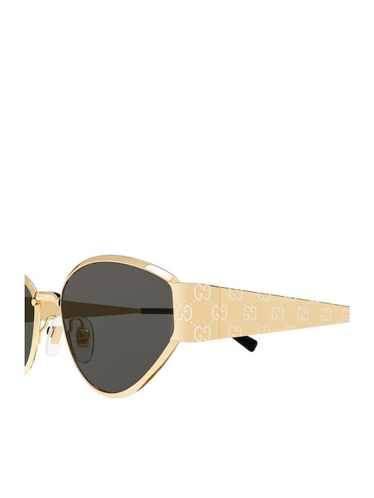 Gucci Unisex Sunglasses with Gold Metal Frame and Gray Lens GG1853S 001