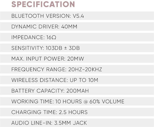 Sonic Gear Airphone 6 Wireless / Wired Over Ear Headphones with 10 hours of Operation Mauve Pink