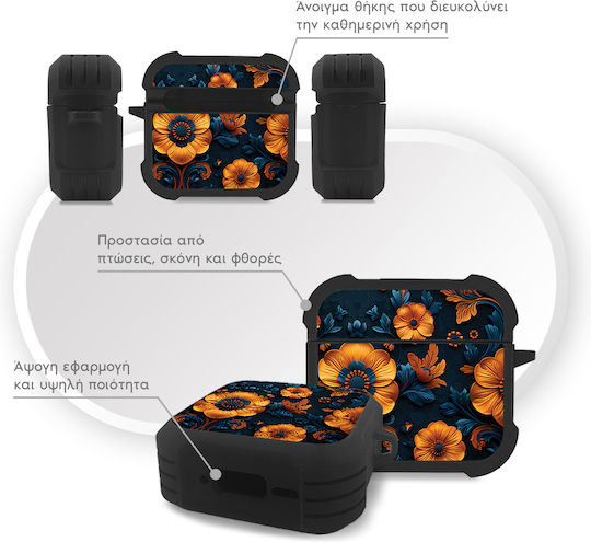 Sonique 3d Flower Series Case Silicone in Orange color for Apple AirPods 4