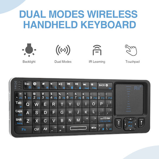 Riitek RT-MWK06 Kabellos Tastatur mit Touchpad Englisch US