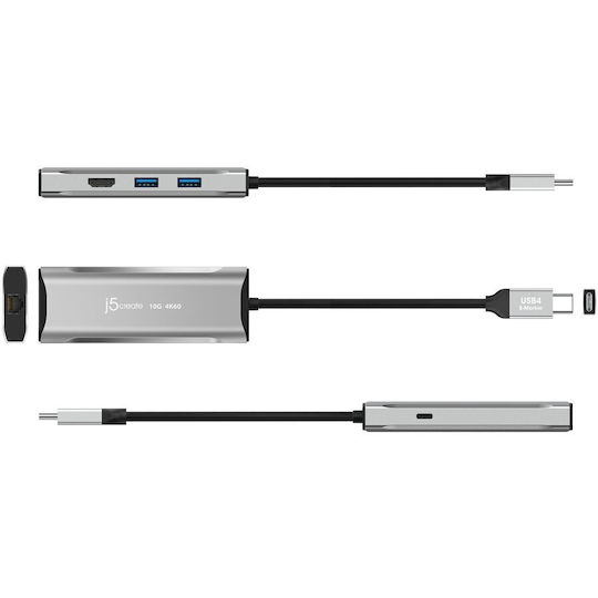 J5 Create Thunderbolt 4 Docking Station με HDMI 4K PD Ethernet Γκρι (JCD392)
