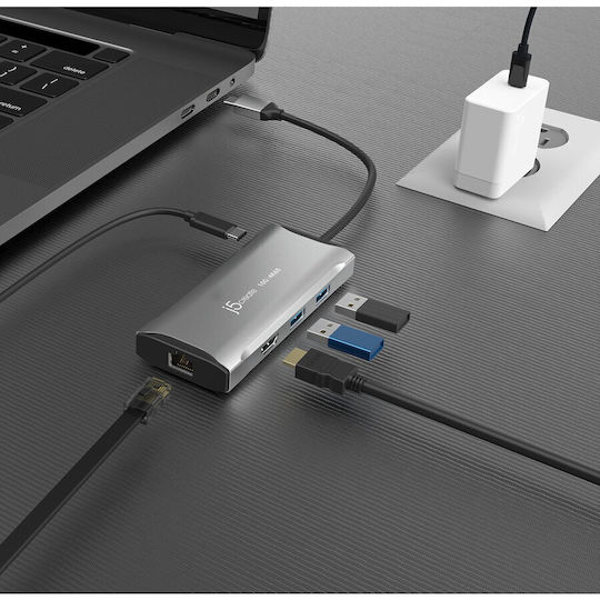 J5 Create Thunderbolt 4 Docking Station με HDMI 4K PD Ethernet Γκρι (JCD392)