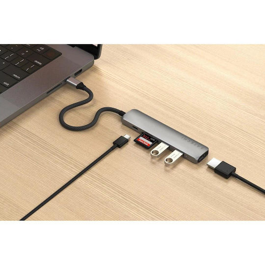 Satechi ST-P6SM USB-A / USB-C Docking Station με HDMI 4K PD Γκρι