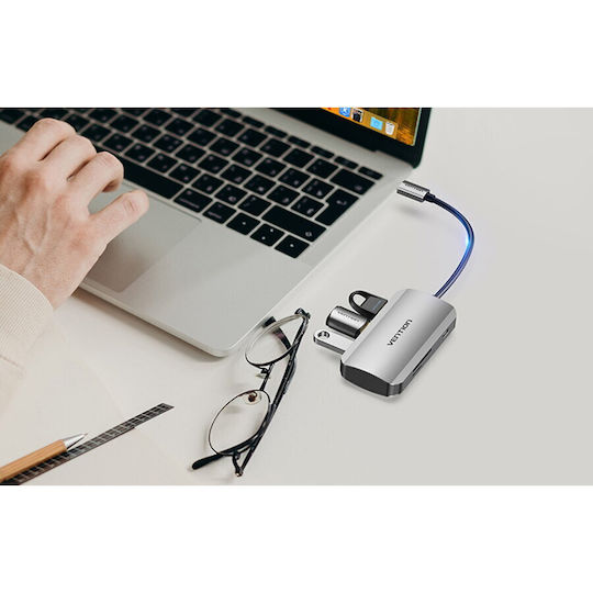 Vention USB-C Docking Station με PD Γκρι (TNHHB)