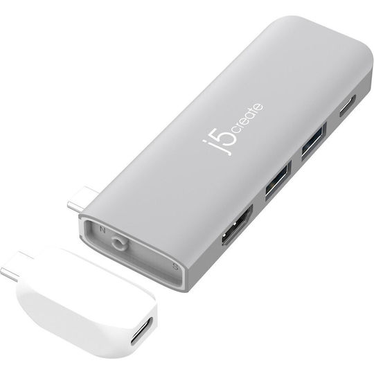 J5create JCD394 USB-C Docking Station με HDMI 4K PD Γκρι