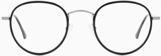 D.Franklin Walker Round Men's Metal Blue Light Blocking Glasses Black