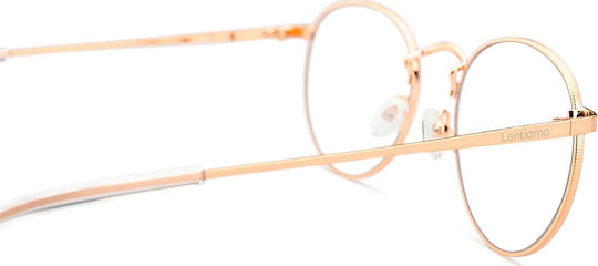 Lentiamo Giuseppe Metal Blue Light Blocking Glasses Rose Gold