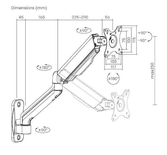 Techly Wandmontiert Halterung Monitor bis 32" mit Arm (ICA-LCD-G112E)