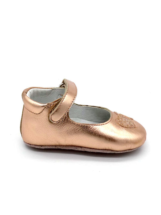 Kids Leather Ballerinas with Hoop & Loop Closure Pink 0012014844.02