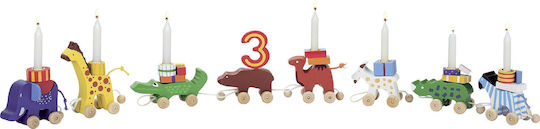 Goki Jucărie de Tras Birthday Caravan din Lemn pentru 24++ Luni