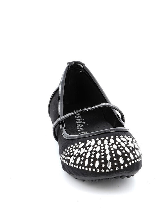 Meridian Shoes Kids Ballerinas with Elastic Strap Black