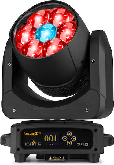 Ignite740 Beamzpro Κινούμενη Κεφαλή Wash 7x40w Rgbw Zoom 3°-45°