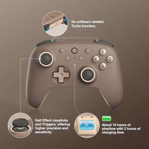 8Bitdo Ultimate 2C Безжичен Геймпад с Хол Ефект Стикове за Android / PC Кафяв