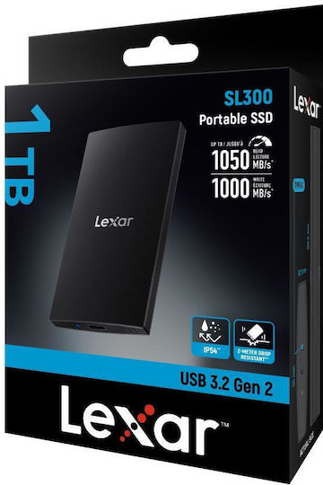 Lexar SL300 USB 3.2 External SSD 1TB Black
