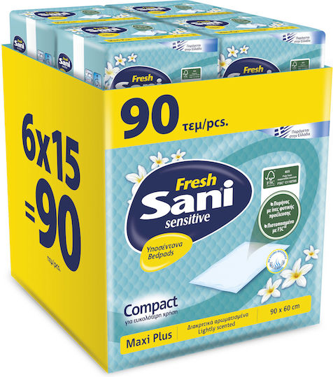Sani Sensitive Maxi Plus Fresh Incontinence Underpads 60x90cm 6x15pcs
