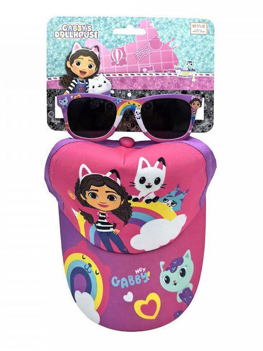 Cerda Kids' Hat Jockey Fabric Sunscreen Gabby's Dollhouse Pink
