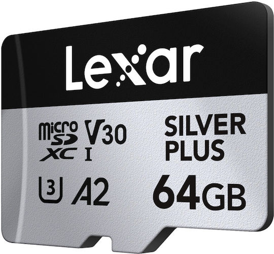 Lexar Professionelle Silber Plus microSDXC 64GB U3 V30 A2 UHS-I 205MB/s mit Adapter