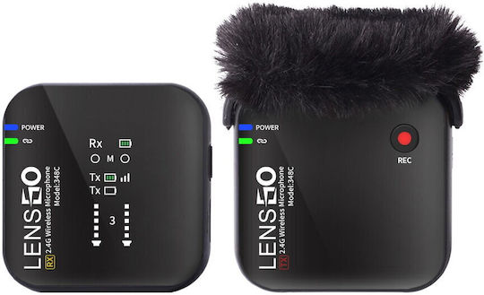 LensGo LE-348C 1v2 Ασύρματο Μικρόφωνο Πέτου, Clip On Δημοσιογραφικό σε Λευκό Χρώμα