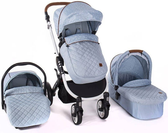 Kikka Boo Dotty Verstellbar 3 in 1 Baby Kinderwagen Geeignet für Neugeborene Blau 16.7kg