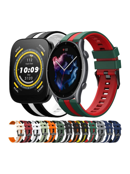 Amazfit GTR 4 22mm Zweifarbiges Sport Silikon Armband Orange+Schwarz