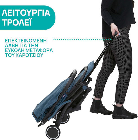 Chicco Trolley Me Baby Stroller Suitable for Newborn Calypso Blue 7.1kg