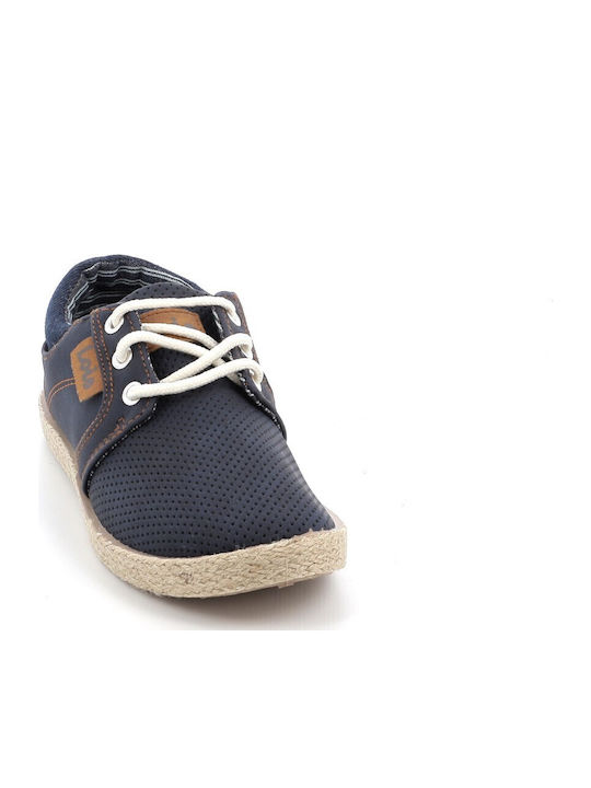 Lois Boys Anatomic PU Leather Moccasins with Laces Blue