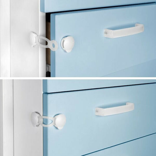 Inofix Cabinet & Drawer Lock made of Plastic in White Color 1.3x1.3x1.3εκ. 2pcs