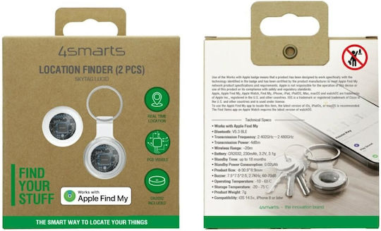 4Smarts SkyTag Compatibil Cu Apple Find My Alb 2 Buc