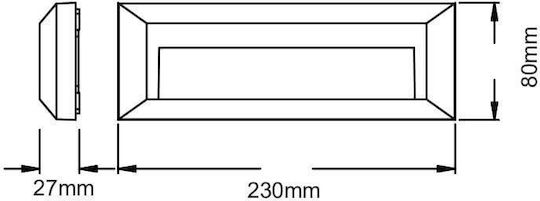 Aca SLIM32 Wall-Mounted Outdoor LED Ceiling Lamp IP65 2W with Warm White Light 23x8x2.7cm