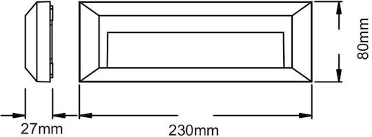 Aca SLIM32 Wall-Mounted Outdoor LED Ceiling Lamp IP65 2W with Warm White Light 23x8x2.7cm
