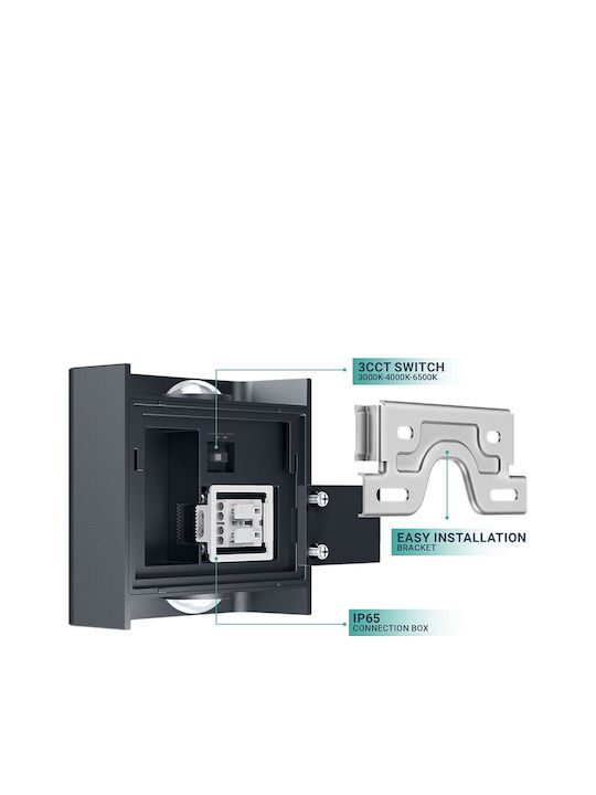 Braytron Επιτοίχιο Εξωτερικό Σποτ LED IP65 2W με Ρυθμιζόμενο Λευκό Φως 11x10x4.1εκ.