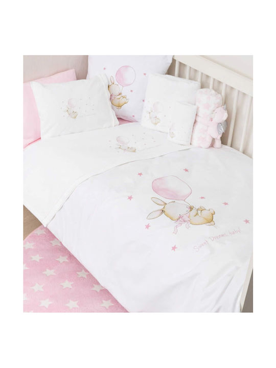 Borea Бебешка Долна Калъфка Sweet Dreams 001501079034 Λευκή Ροζ 110x140см.