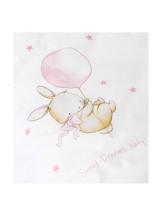 Borea Бебешка Долна Калъфка Sweet Dreams 001501079034 Λευκή Ροζ 110x140см.