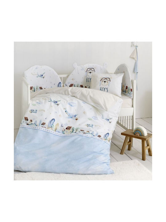 Nima Baby Duvet Cover Set With Pillowcase Boy's World Blue 110x145cm