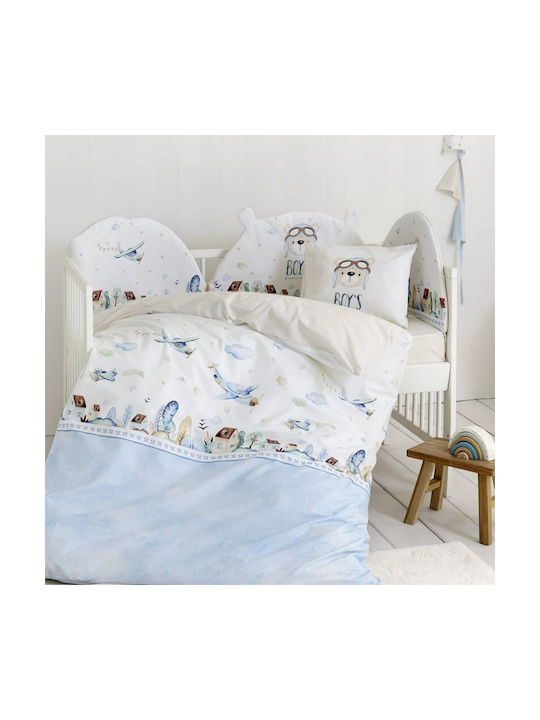 Nima Baby Duvet Cover Set With Pillowcase Boy's World Blue 110x145cm