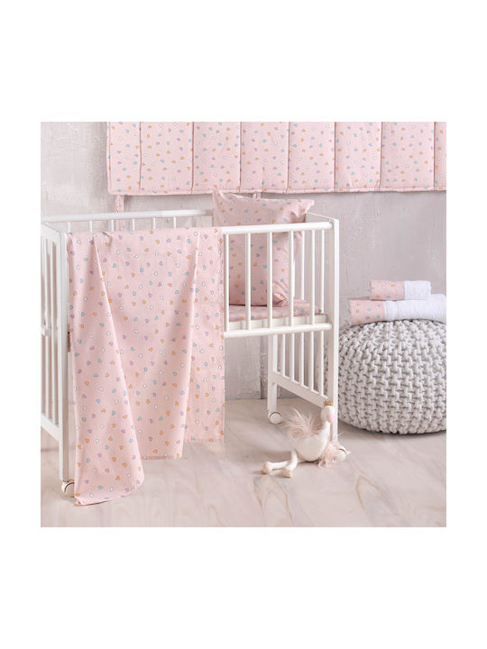 Rythmos Set Copertă de Pătuț cu Față de Pernă Tiny Heart Somon 110x160cm.