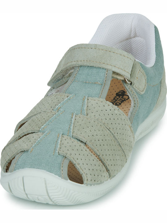 Citrouille Et Compagnie Kindersandalen Grün mit Bügel- und Schleifenverschluss