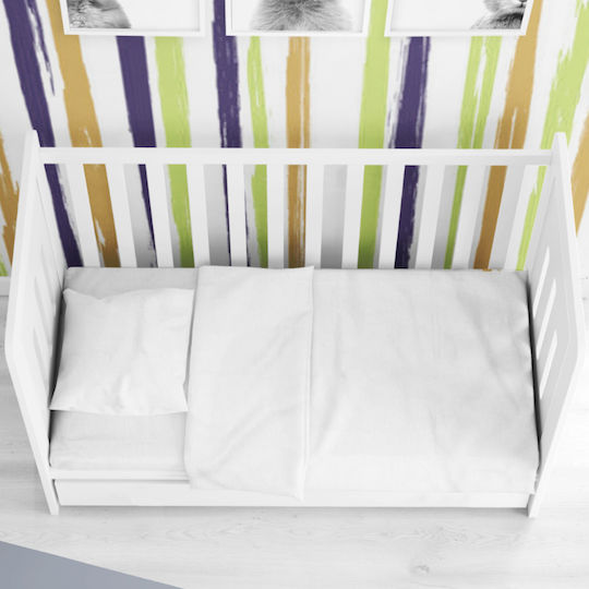 Dimcol Бебешка Долна Калъфка Solid 491 White 120x160см.