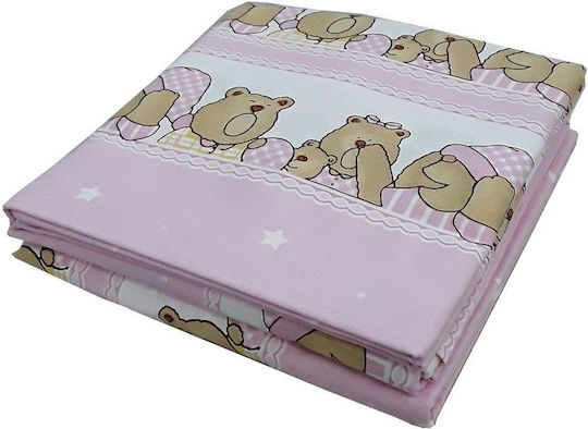 Beboulino Copertă de Pătuț Sleepy Bear Roz 100x130cm.