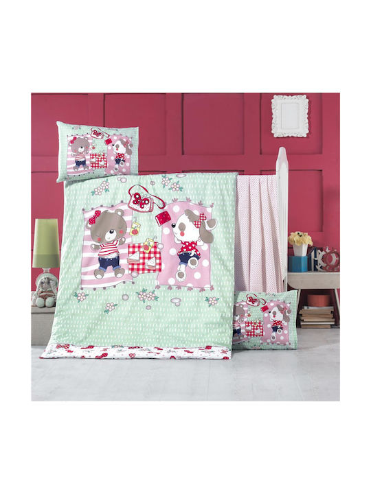 Rythmos Сет Бебешка Долен Калъф с Калъфка за Възглавница Sleepy Зелен 100x150см.