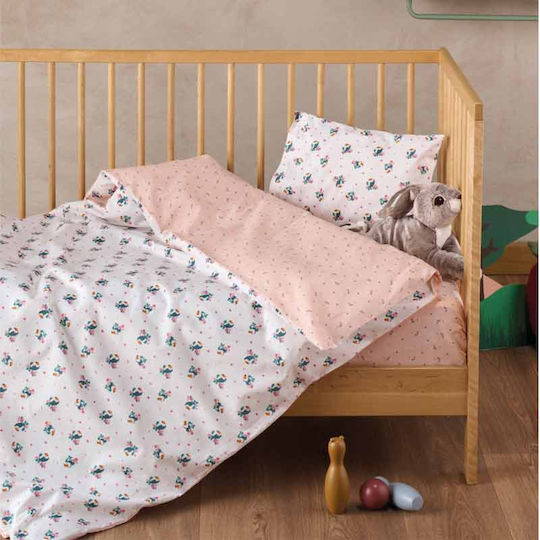 Kentia Baby Duvet Cover Set With Pillowcase Taiko White Pink 100x140cm