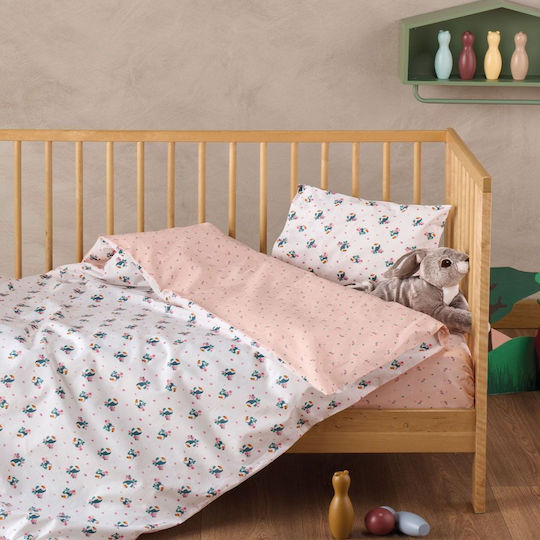 Kentia Baby Duvet Cover Set With Pillowcase Taiko White Pink 100x140cm