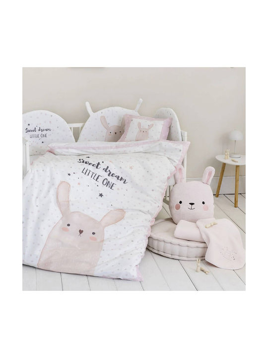 Nima Baby Duvet Cover Set With Pillowcase Bunny Pink 110x145cm