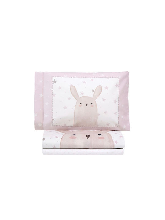 Nima Baby Duvet Cover Set With Pillowcase Bunny Pink 110x145cm